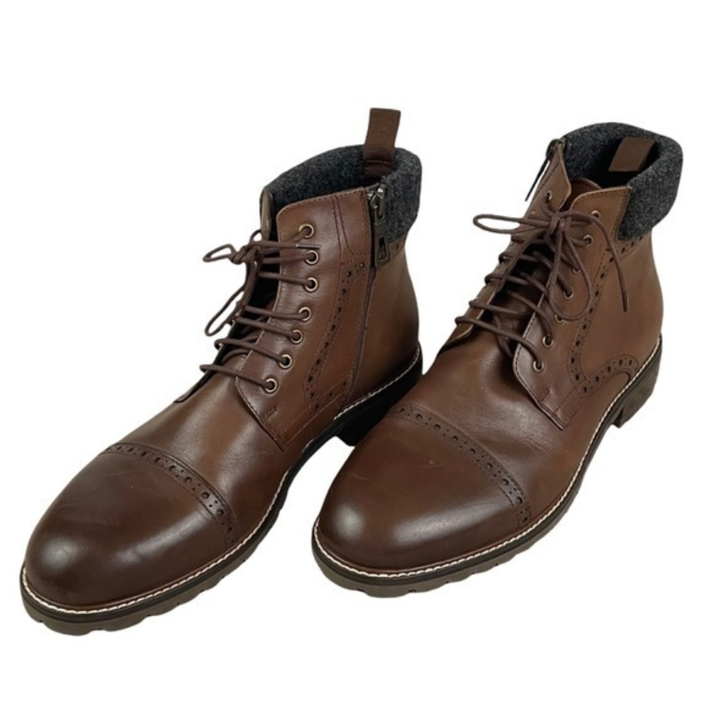 Blondo Waterproof Ankle Boots Mens 11 Brown Leather Fur Trim